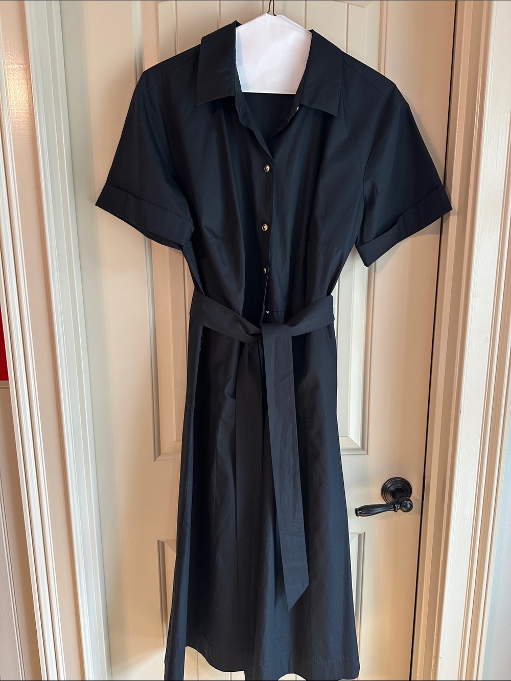 Talbots Black Short-Sleeve Shirt Dress with Tie Waist never worn